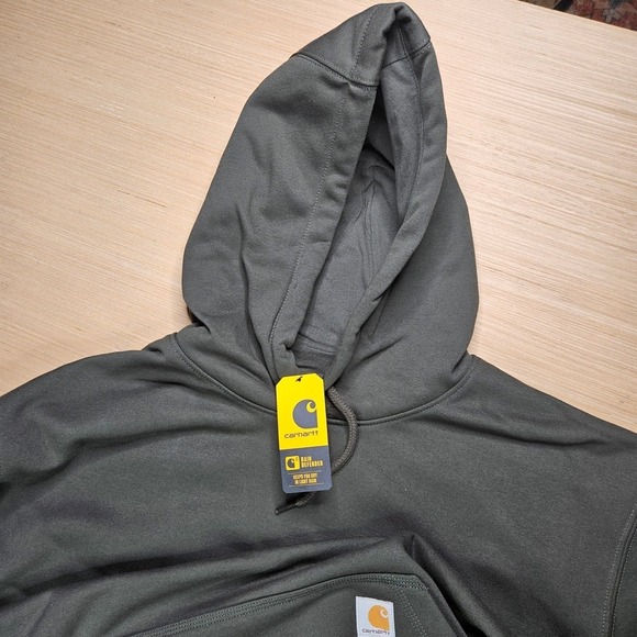 Carhartt Paxton Rain Defender Loose Heavyweight Hoodie Men 2XL Peat Green Gray